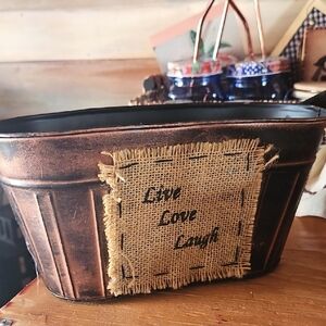 Live Love Laugh Rustic Metal Planter